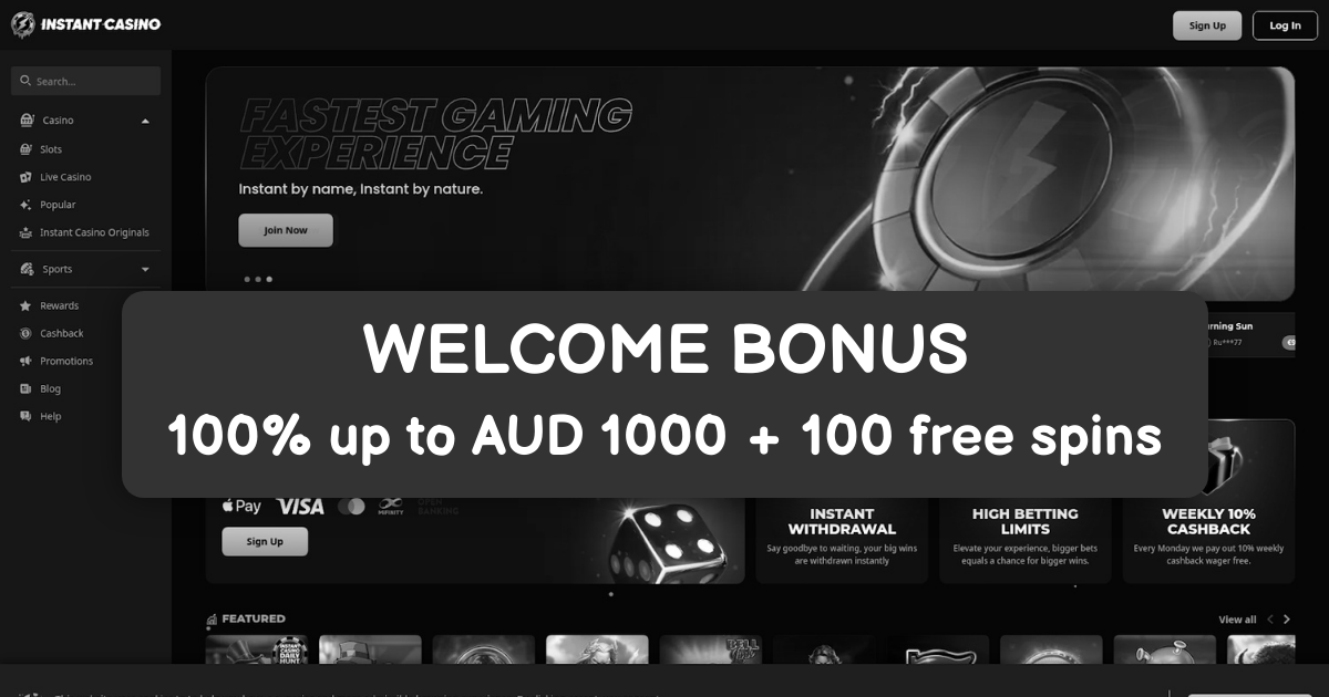 Instant Casino welcome bonus